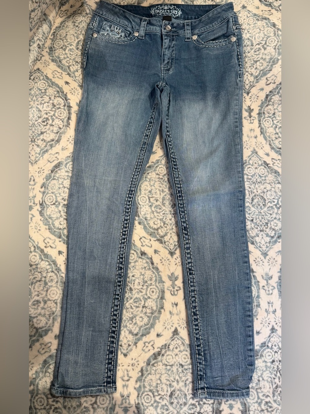 Paisley Sky Skinny Jeans - Picture 2 of 9